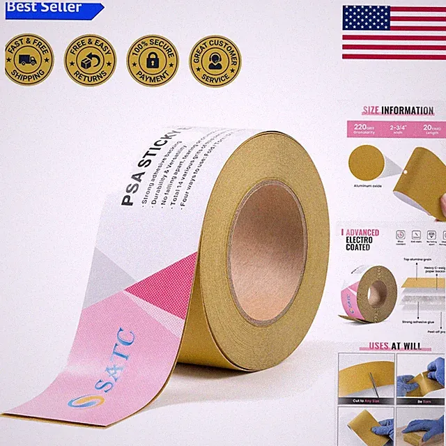 220 Grit Pink PSA Sandpaper Roll - 20 Yards for Automotive & Woodworking