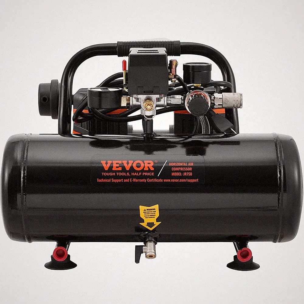 2gal Horizontal 8bar Oil-Free Air Compressor 835W Portable Model