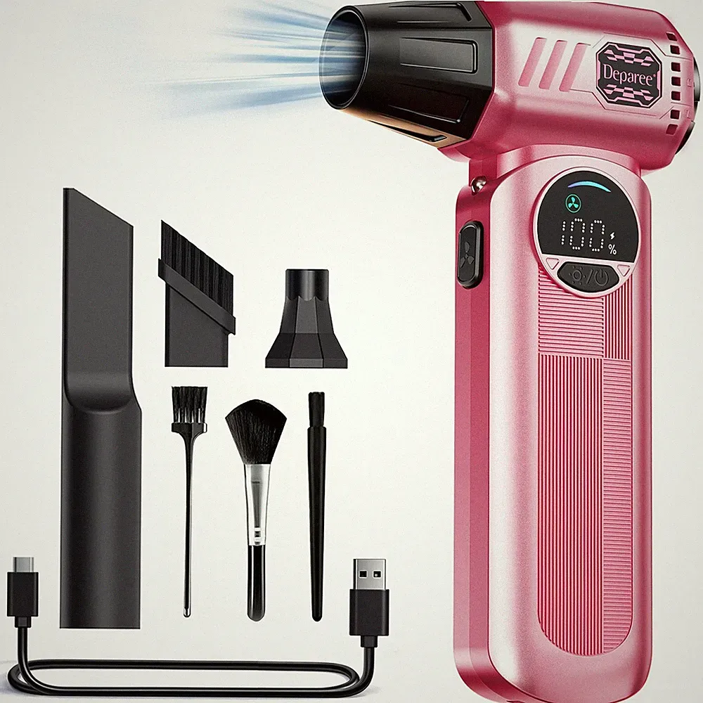 Air Duster, Compressed Air Duster Pink, Rechargeable Cordless with Adjustable...