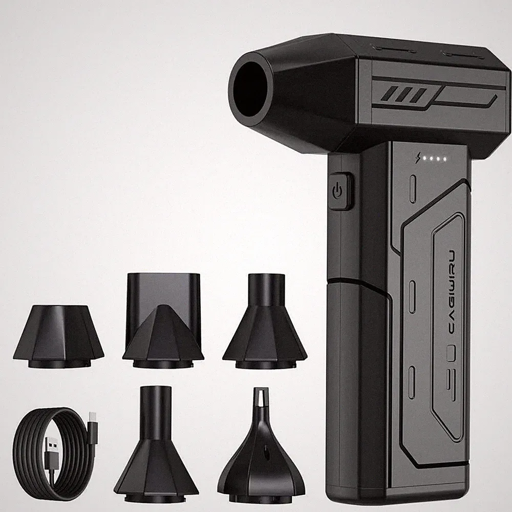 Compressed Air Duster,130000RPM Super Power Cordless Black