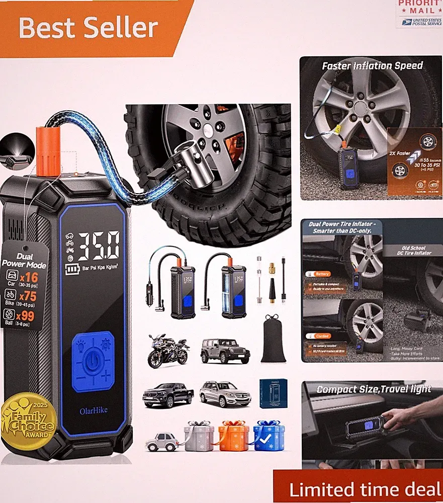 Cordless Air Compressor - 150PSI with Automatic Shut-Off Feature