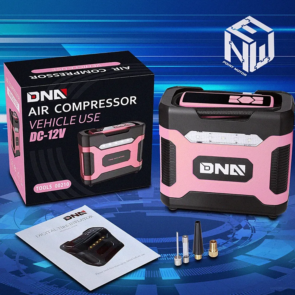 DC-12V 150PSI Digital Tire Inflator Air Compressor w/LED for Car Bicycles Pink