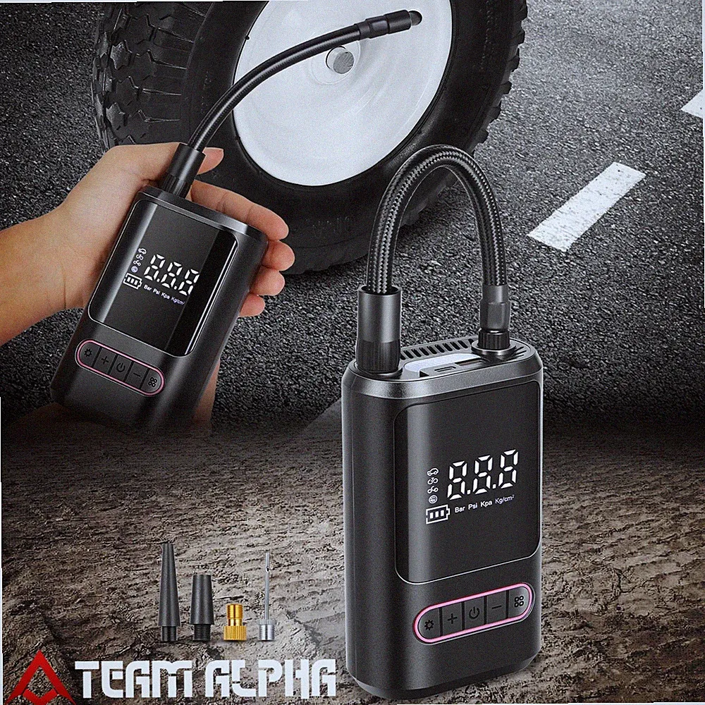 Fits Car Motorcycle Tire Inflator Portable Air Compressor Cordless Air Pump Pink