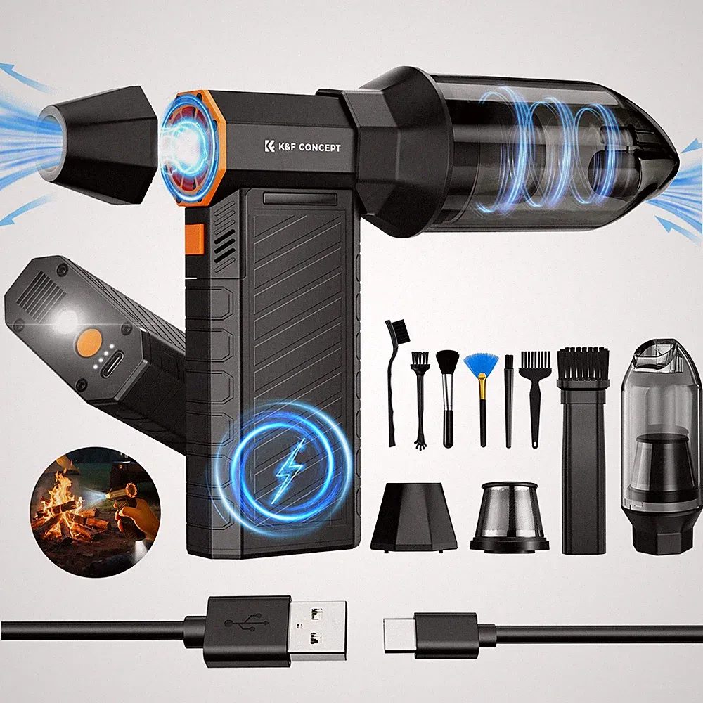 K&F CONCEPT Compressed Electric Air Duster 3 Gear Adjustable with LED Light