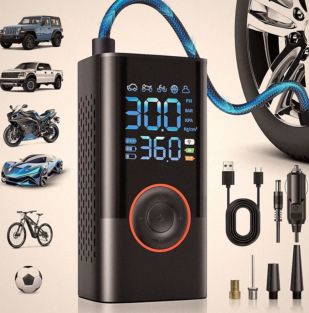 Portable Cordless Air Compressor - 3X Faster Inflation with Auto Shutoff Feature