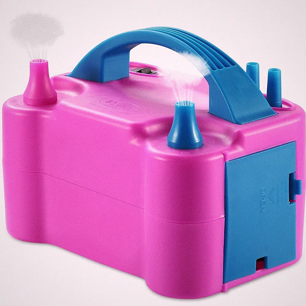Portable Double Electric Balloon Air Pump Inflator 110V Blower Party Pink USA