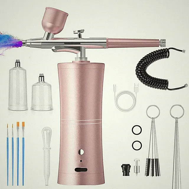Rechargeable Cordless Airbrush Compressor Kit Portable Handheld Airbrush Gun Set