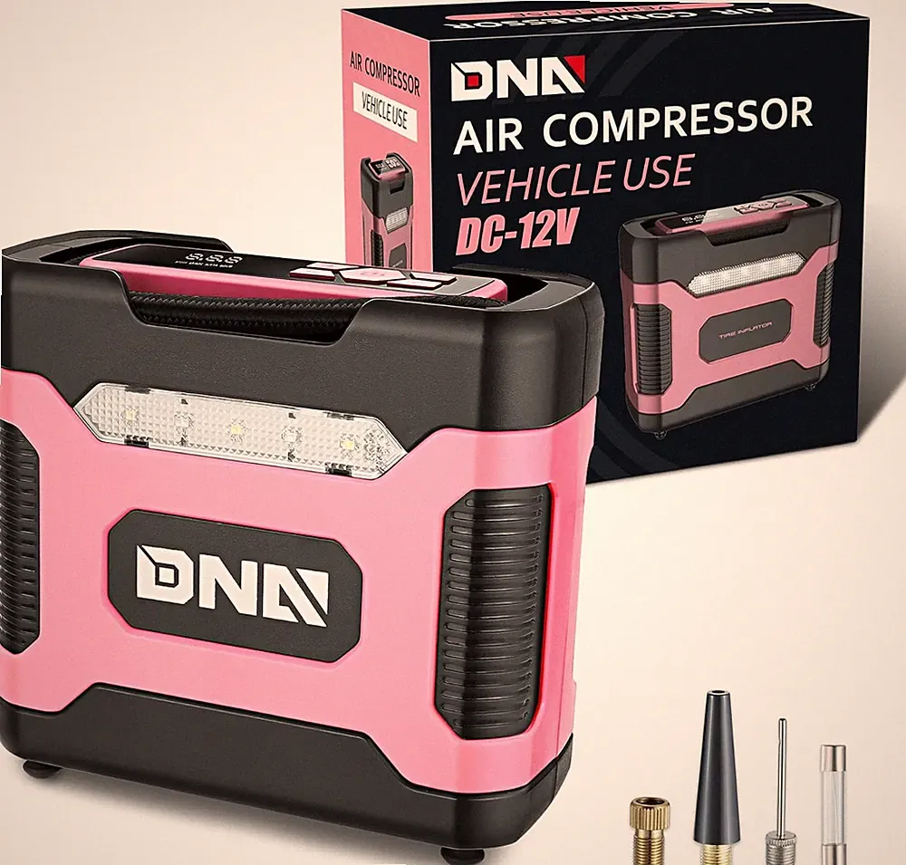 ‎ TOOLS-00212 Pink 12V DC Digital Tire Inflator Portable Air Compressor with Pre