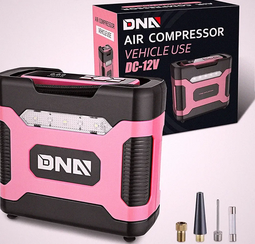 TOOLS-00212 Pink 12V DC Digital Tire Inflator Portable Air Compressor with Press